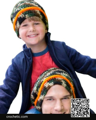 Dad & Son Camo Hats - Crochet Pattern