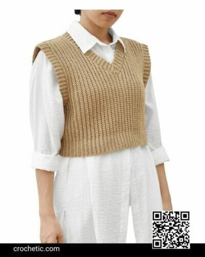 Easy Cropped Vest Sweater - Crochet Pattern