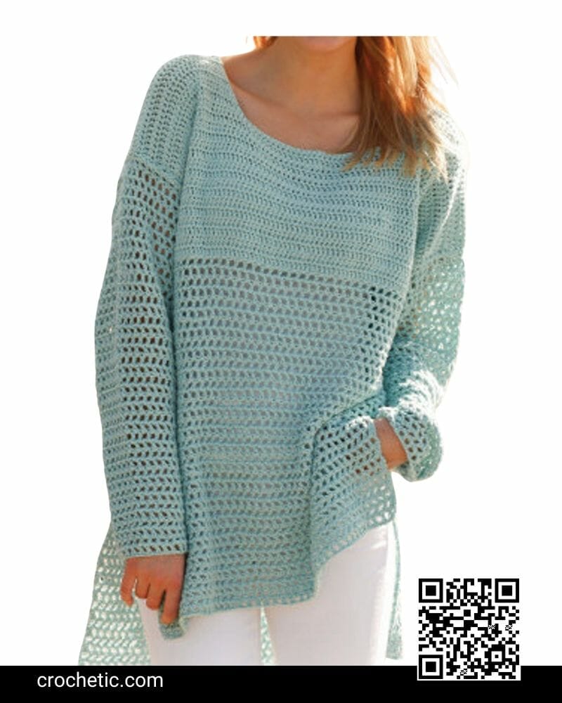 Easy Turquoise Pullover - Crochet Pattern