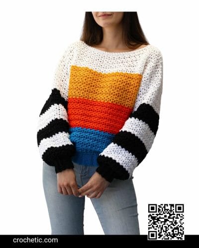 Julia Colorful Sweater Pullover - Crochet Pattern