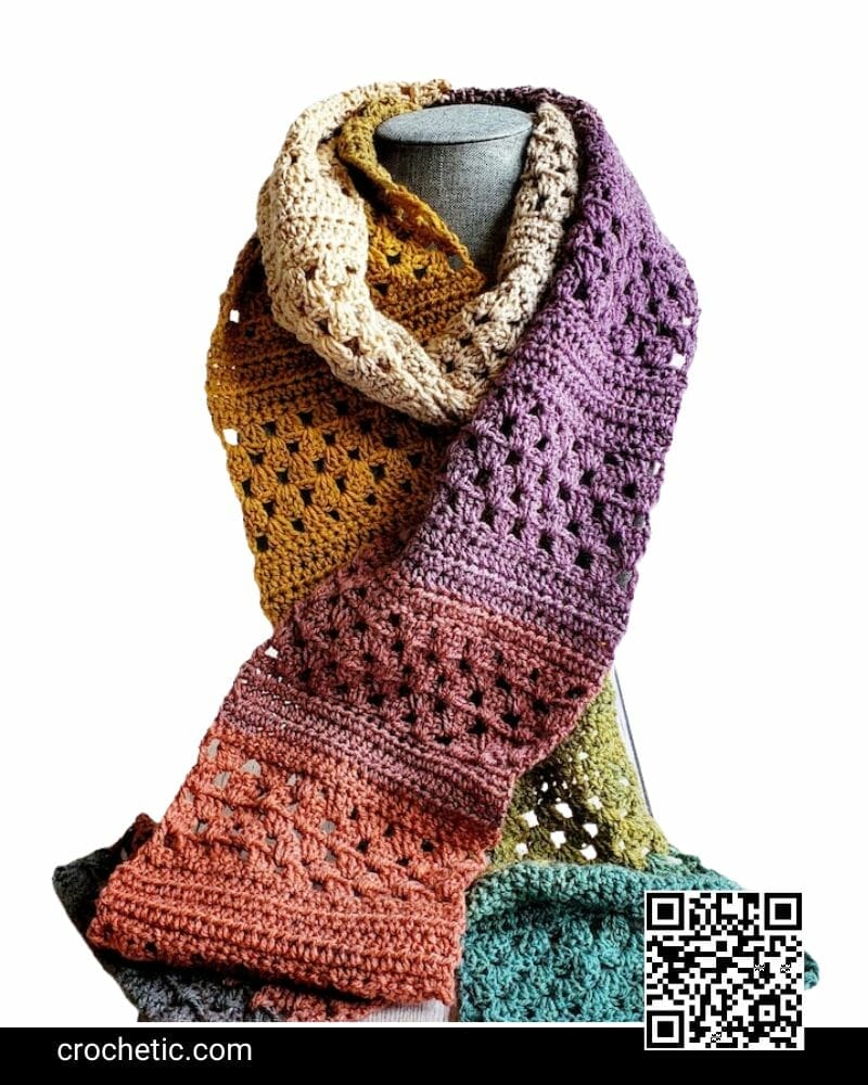 One Skein Granny Rows Scarf - Crochet Pattern