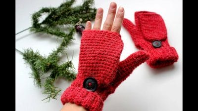 Crochet Convertible Fingerless Mittens - Free Pattern