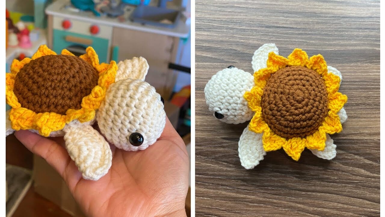 Crochet Cute Sunflower Turtle Tutorial - Free Pattern