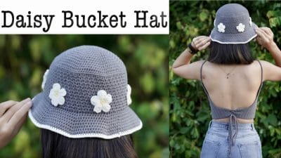 Crochet Daisy Summer Bucket Hat - Free Pattern
