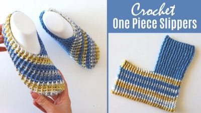 Crochet Easy One Piece Slippers - Free Pattern