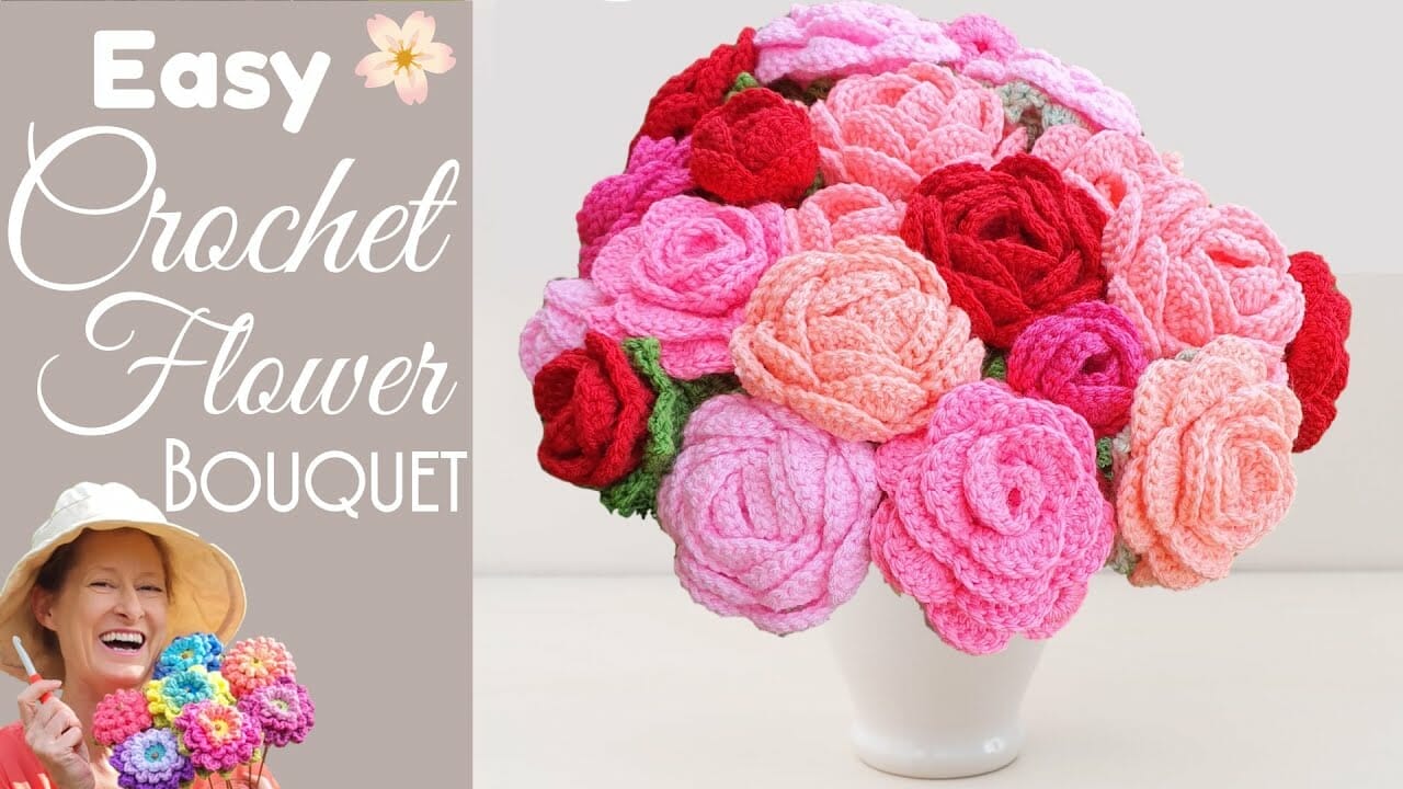 Crochet Flower Bouquet Rose Tutorial - Free Pattern