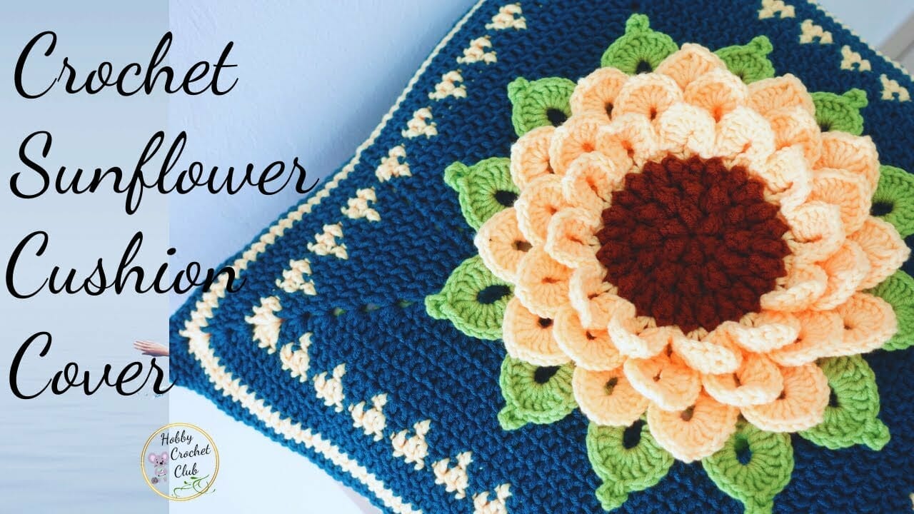 Crochet Sunflower Cushion Cover Tutorial - Free Pattern