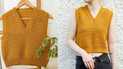 Crochet V Neck Vest Top Tutorial - Free Pattern