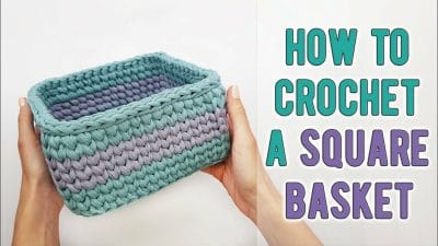 Crochet a Two Colors Square Basket Tutorial - Free Pattern