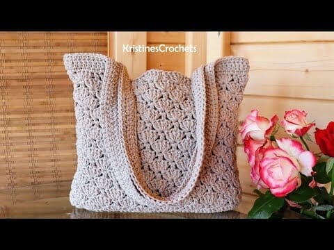 Easy Crochet Shells Tote Market Bag - Free Pattern