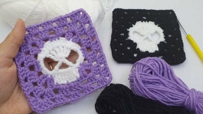 Skull Granny Crochet Square - Free Pattern