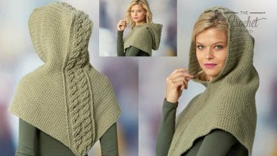 Crochet Hooded Cabled Cowl for Adults - Free Pattern