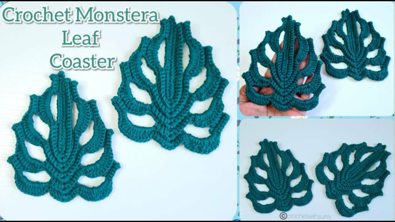 Crochet Monstera Leaf Coaster Free Pattern Crochet Patterns