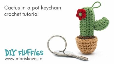 Easy Mini Cactus in Pot Keychain - Free Pattern